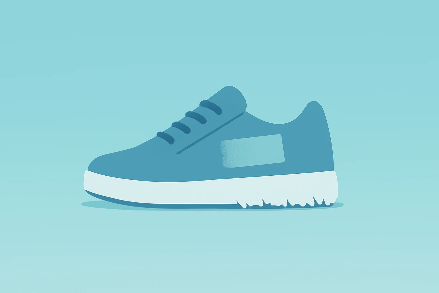 Flat vector of a single sneaker with a frayed sole and fading label to symbolize the Allbirds sale and valuation collapse.