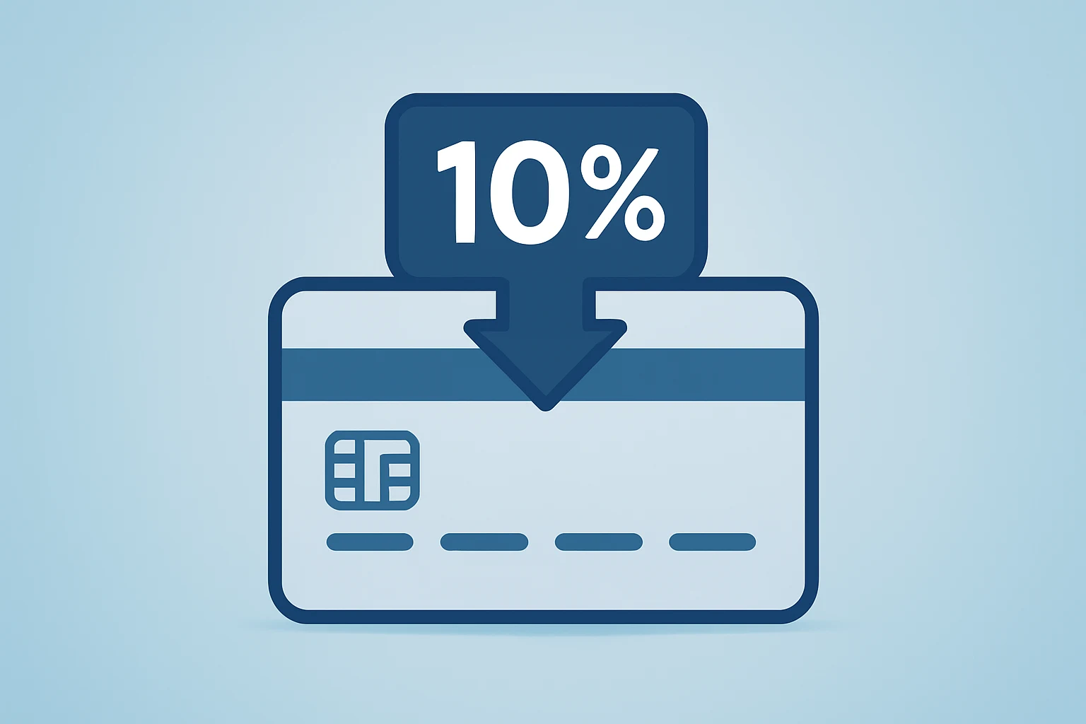 Flat filled vector of a credit card under a clipped interest band symbolizing Trump 10% Credit Card Cap and bank risk.