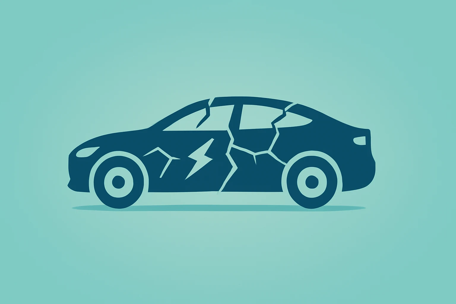 Minimal flat-vector electric car with a fracturing shell symbolizing Tesla valuation strain and shareholder dilution.