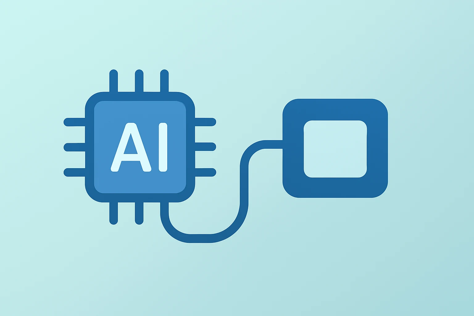 Flat vector of an AI chip branching into an independent server to represent Baidu Kunlunxin IPO and spin-off.
