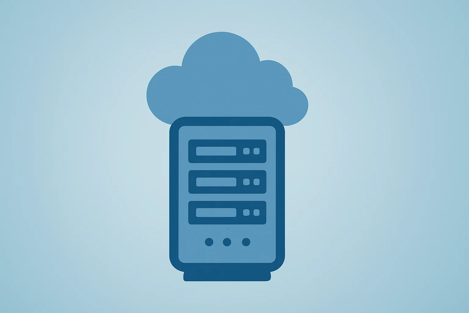 Centered flat vector server merging with a dimming cloud core to symbolize Microsoft earnings and cloud growth scrutiny.