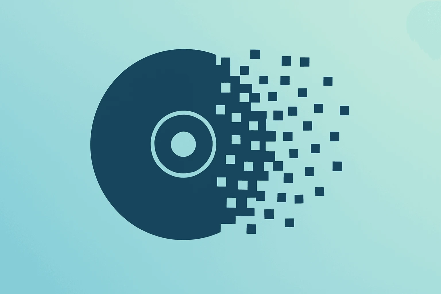 Flat filled vector of a console disc drive dimming to signify Sony End Physical Game Discs and shift to digital storefronts.