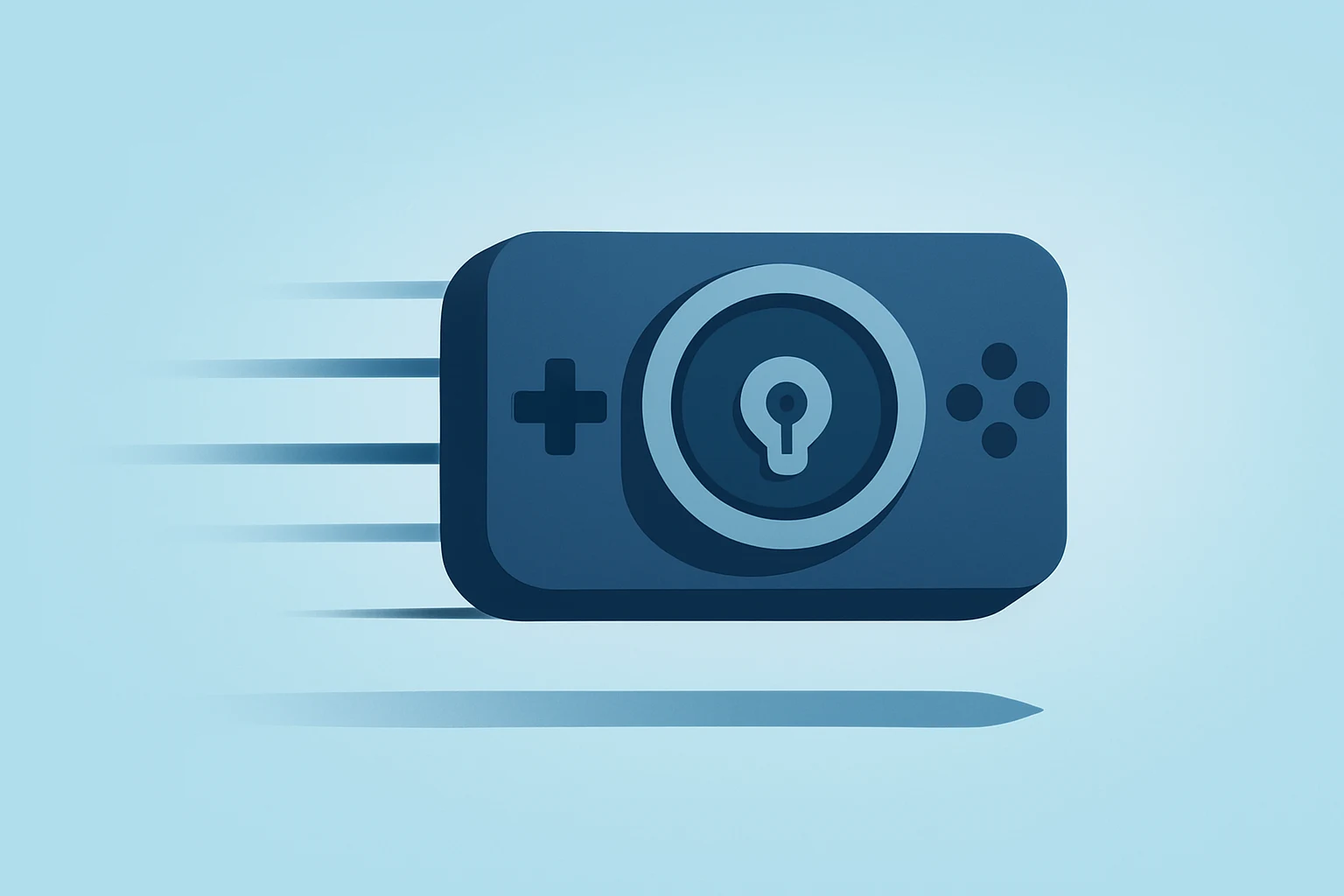 Flat filled vector of a game-console vault symbolizing Take-Two Interactive Q3 results and raised bookings outlook.