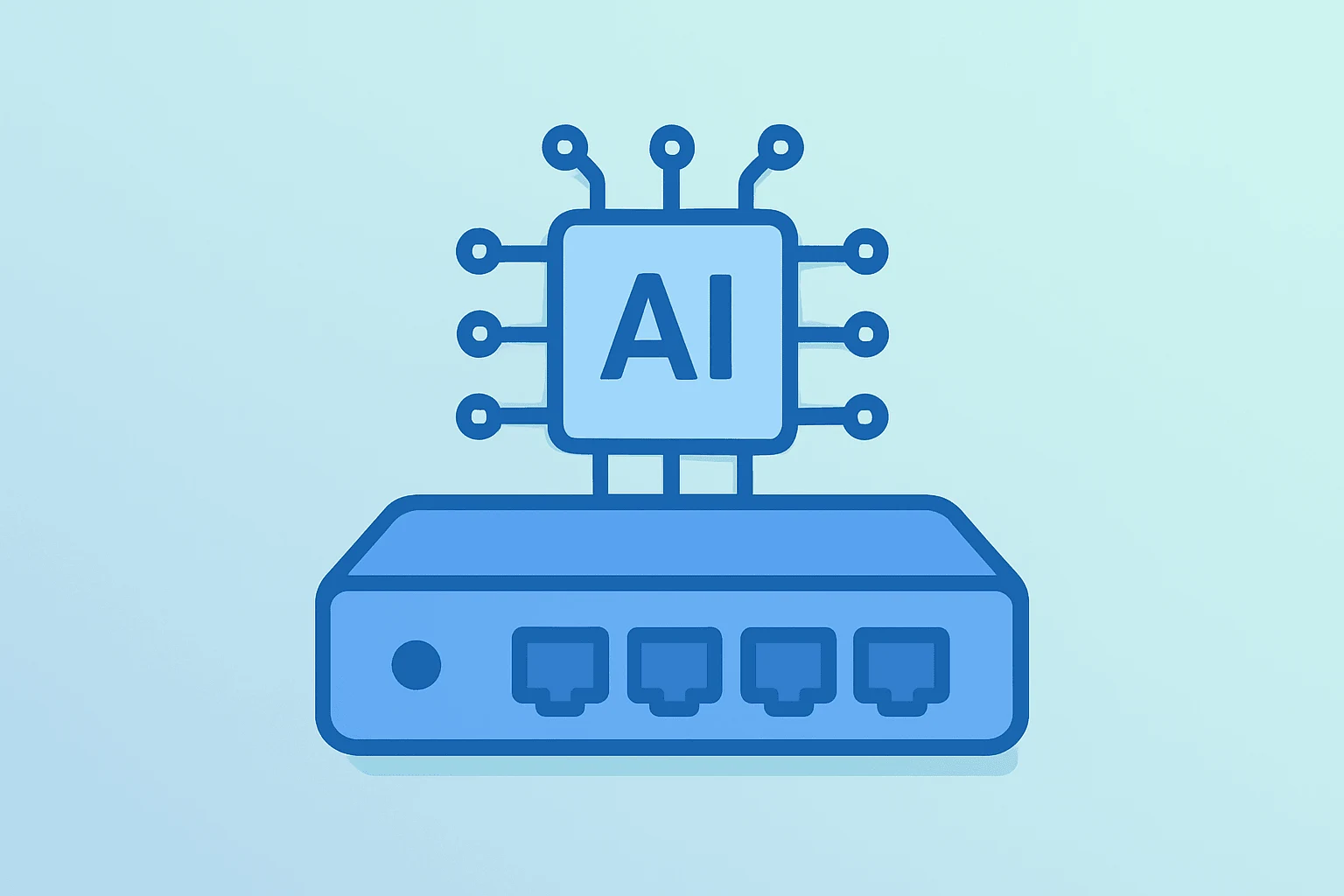 Flat vector network switch expanding capacity to symbolize AI-driven networking demand tied to Cisco earnings.