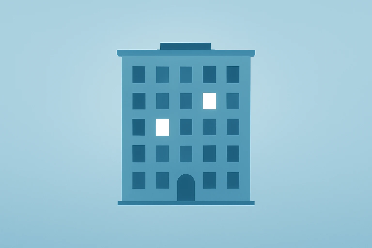 Flat vector of a stylized housing unit symbolizing shelter inflation and December CPI on a soft gradient with subtle shadow.