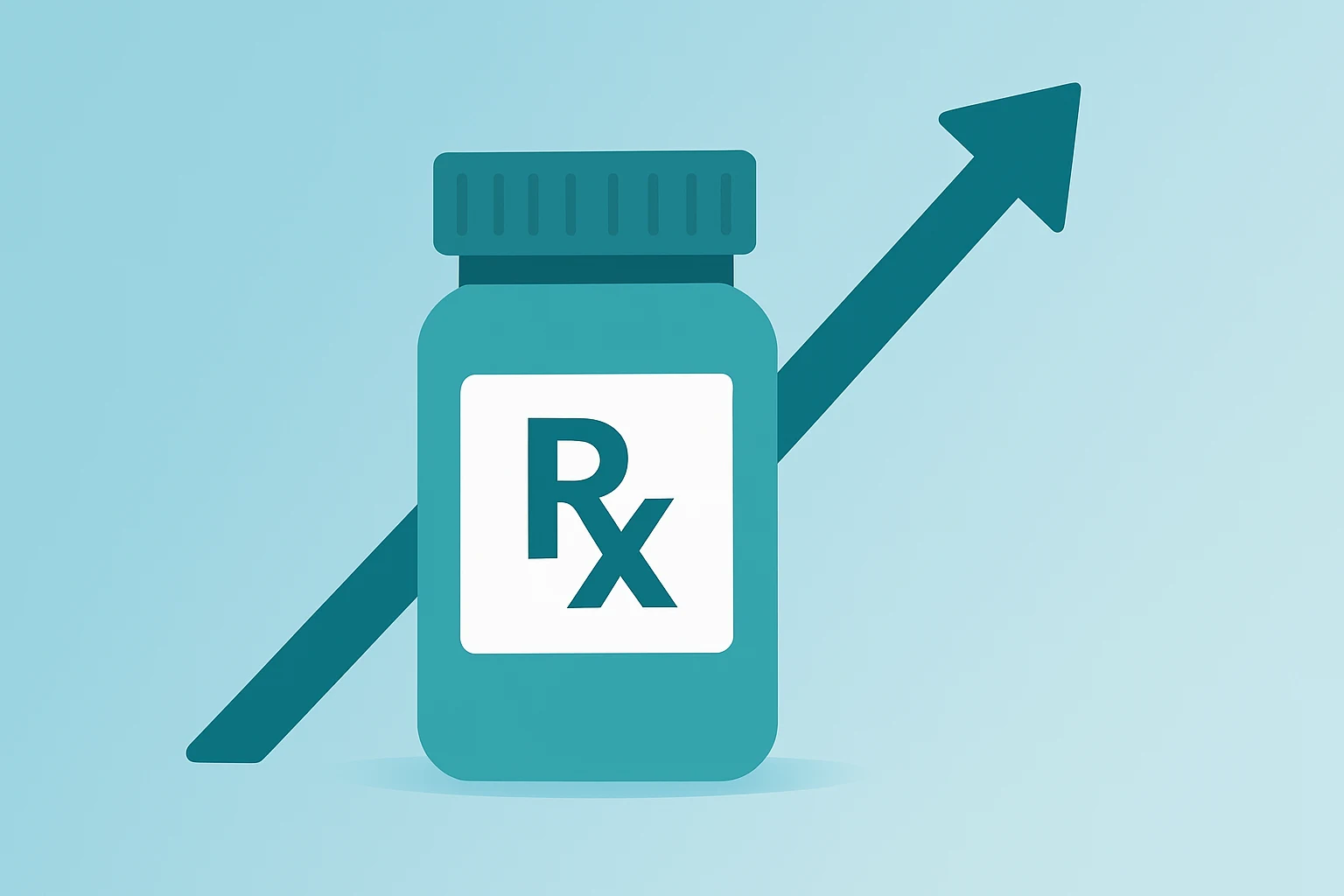 Flat vector prescription bottle gaining momentum to represent CVS Raises Guidance and profit plan on a copper-glow gradient