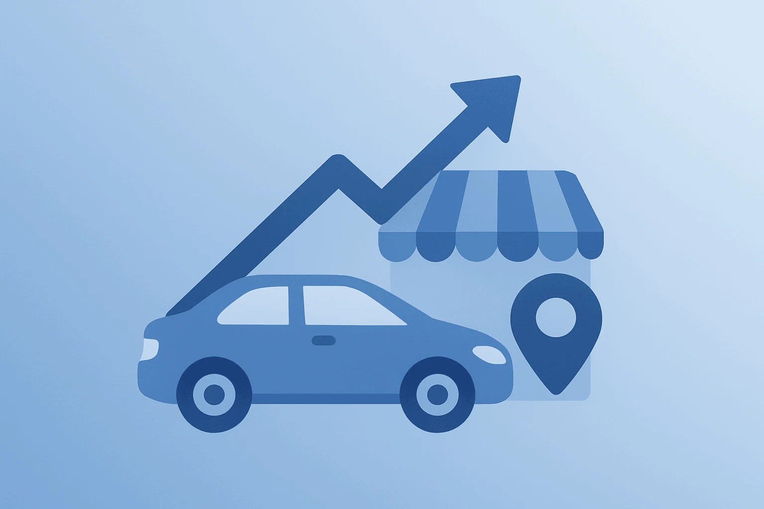 Flat vector of an expanding vehicle hub representing Copart ACV acquisition and wider digital marketplace integration.