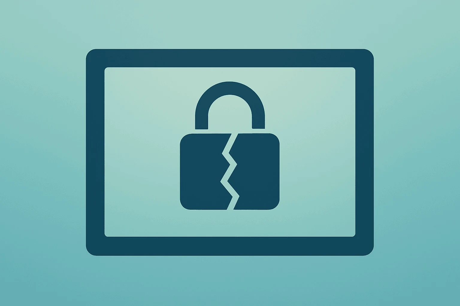 Flat filled vector digital photo frame with a fractured content seal to symbolize Meta Muse Image safety gap.