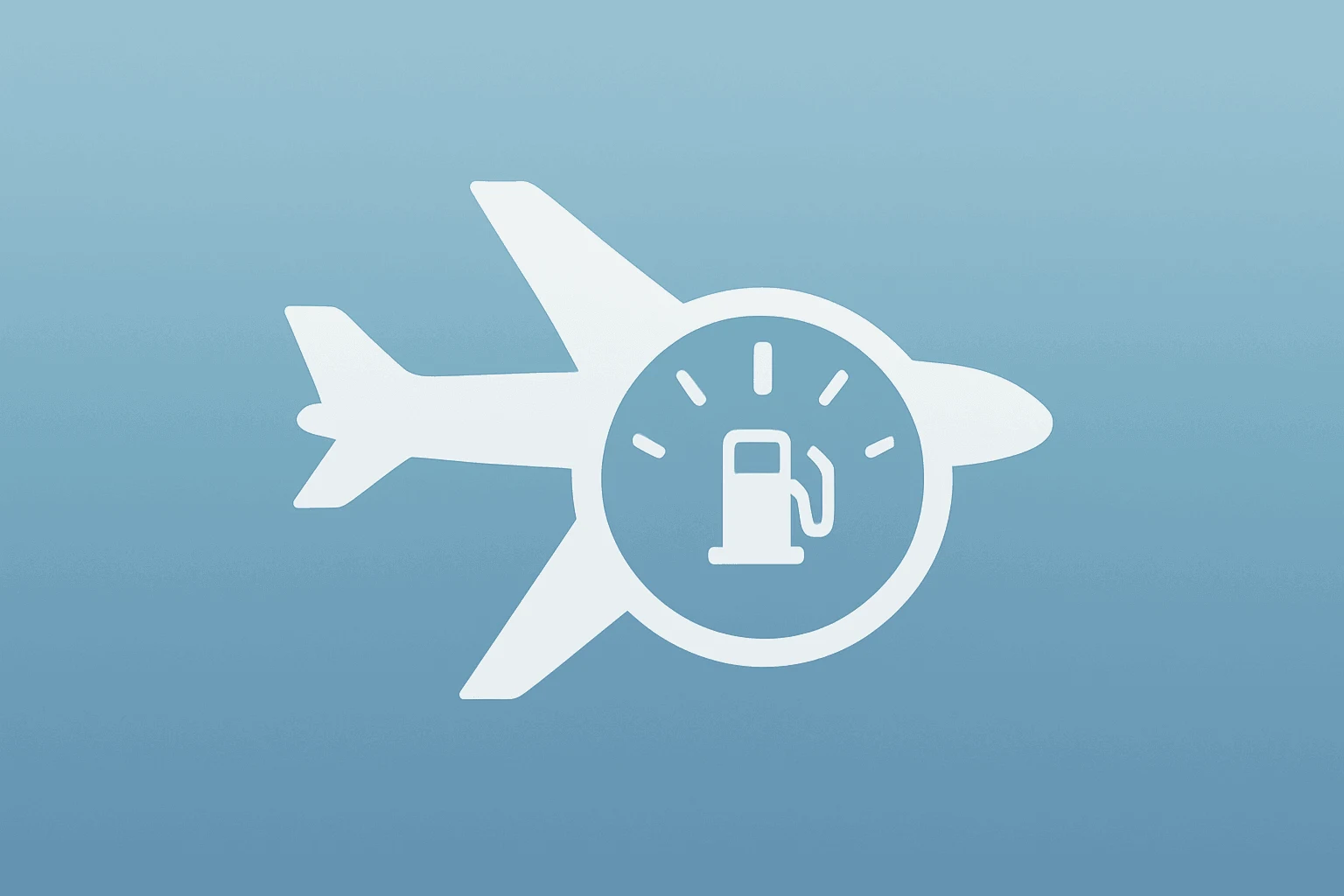 Flat vector of a jet fused with a fuel gauge and cabin satellite to symbolize United Airlines earnings and fuel costs.