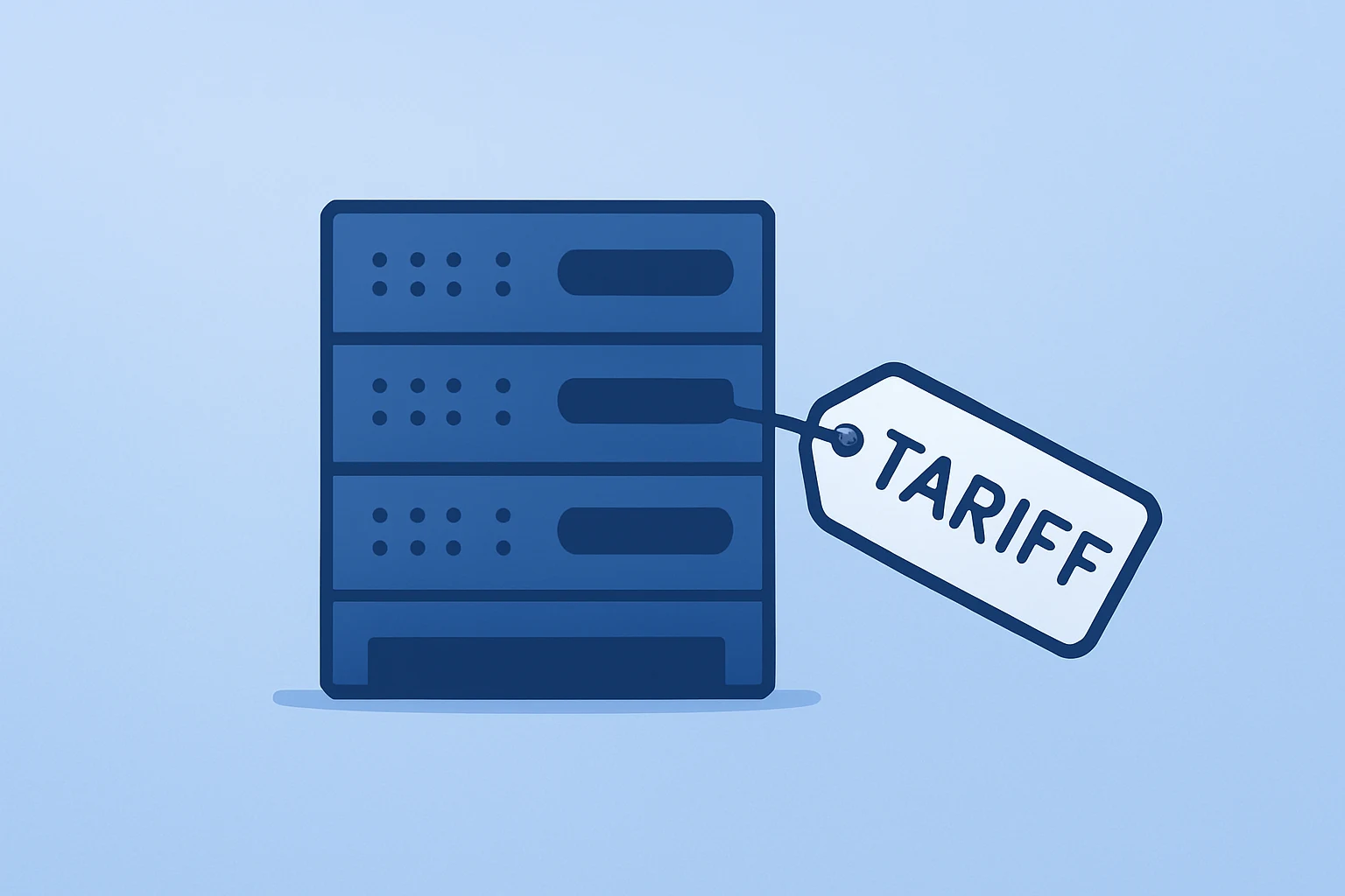Flat vector server-turbine hybrid symbolizing Caterpillar earnings driven by data-center demand and tariff pressure.