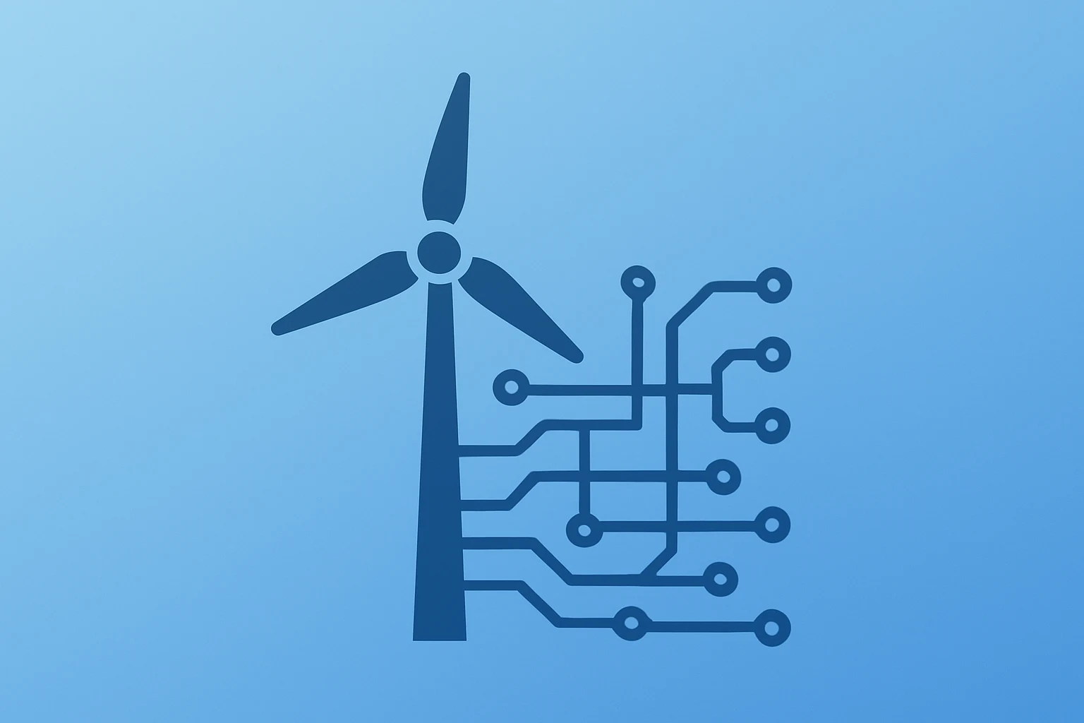 Flat vector turbine fused with grid module, representing Siemens Energy U.S. investment and AI power demand.
