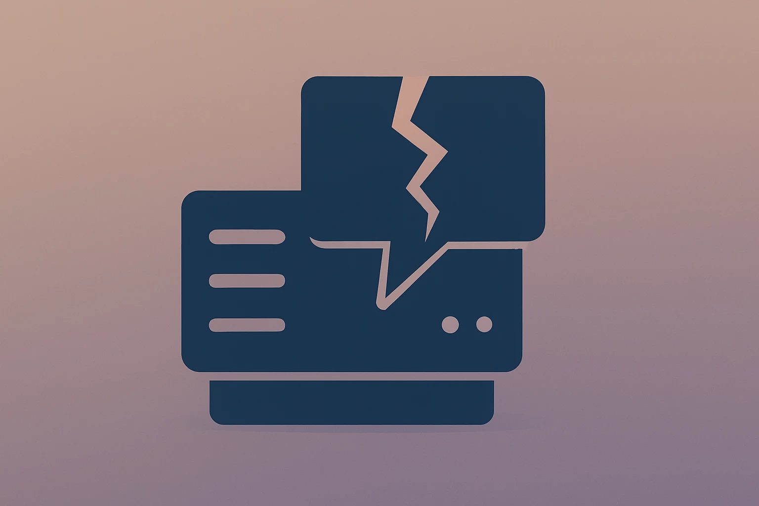 Flat vector server node with fractured request-handling layer symbolizing the Cloudflare outage and change management risk