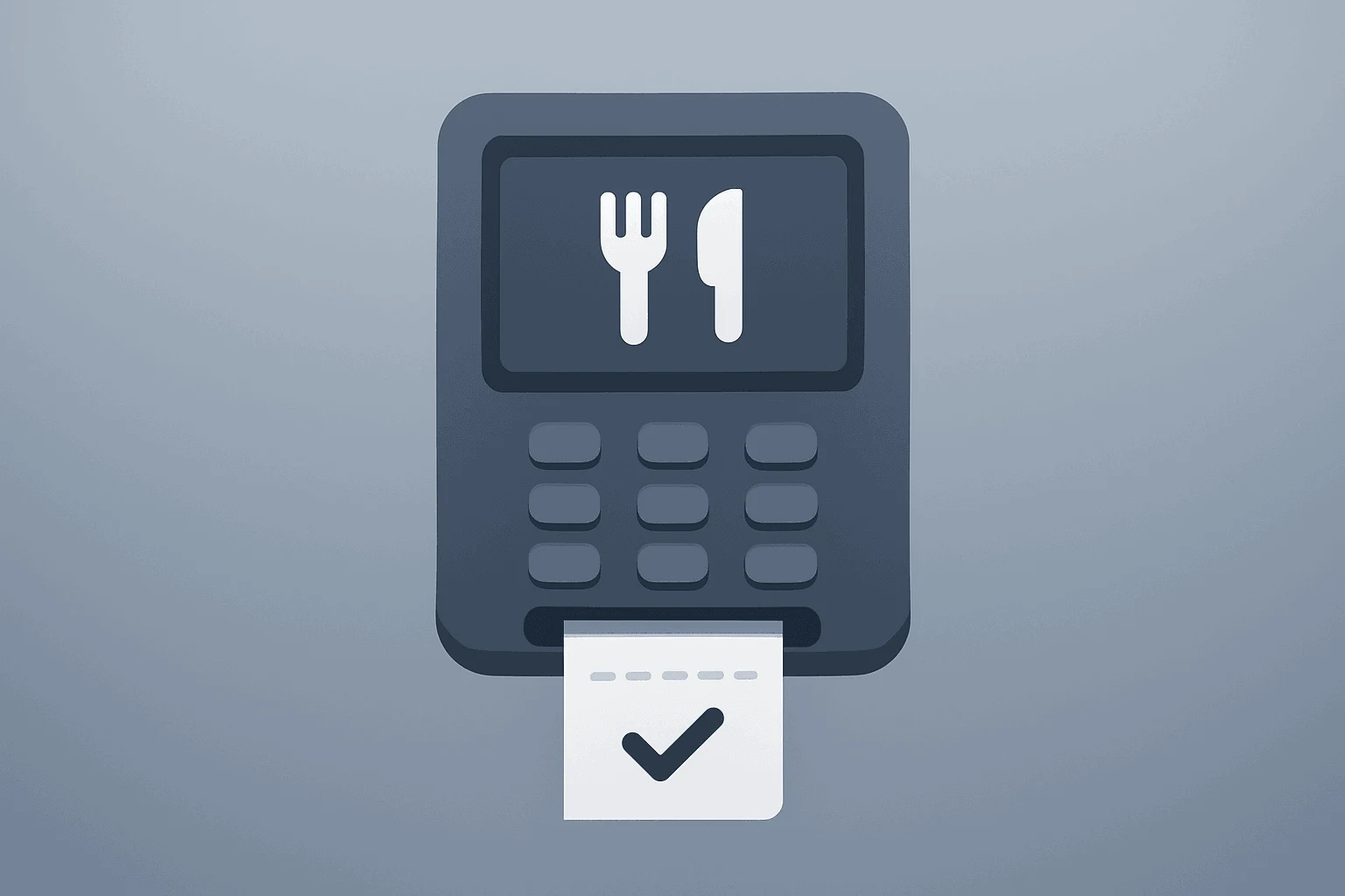 Flat vector of a restaurant reservation terminal merged with a payment token for American Express to buy TheFork.