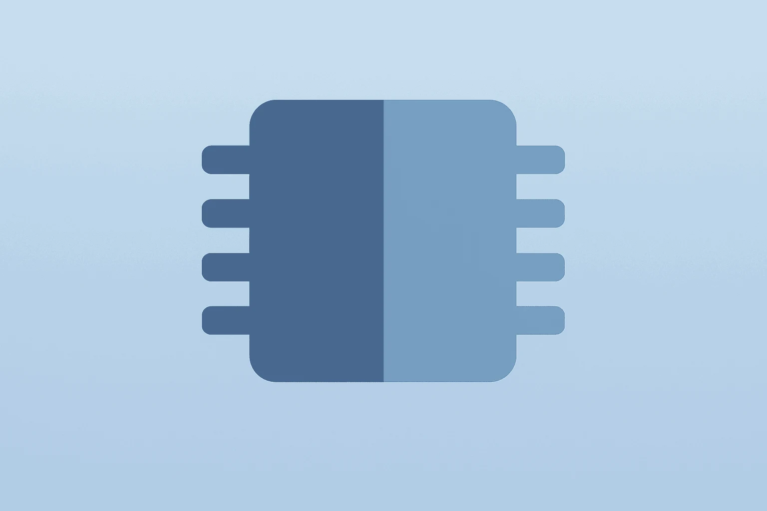 Flat vector memory chip half bright half dim symbolizing Micron Q3 guidance split on margins and pricing for traders