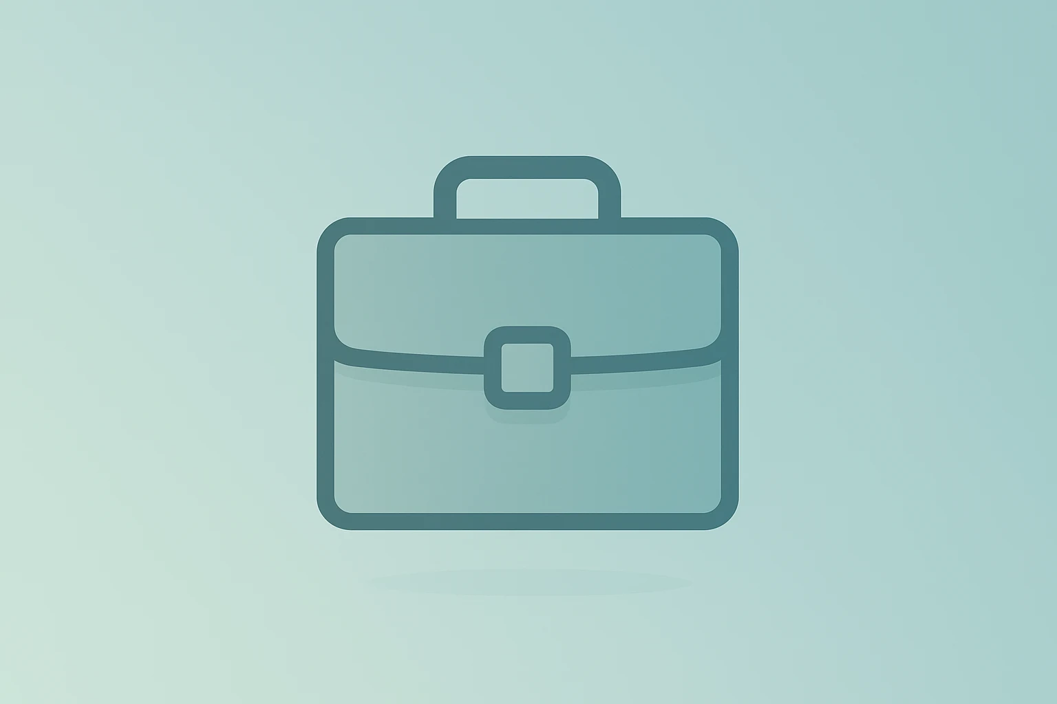 Flat centered vector of a dimmed briefcase symbolizing weak hiring and US jobless claims on a smooth gradient with shadow.
