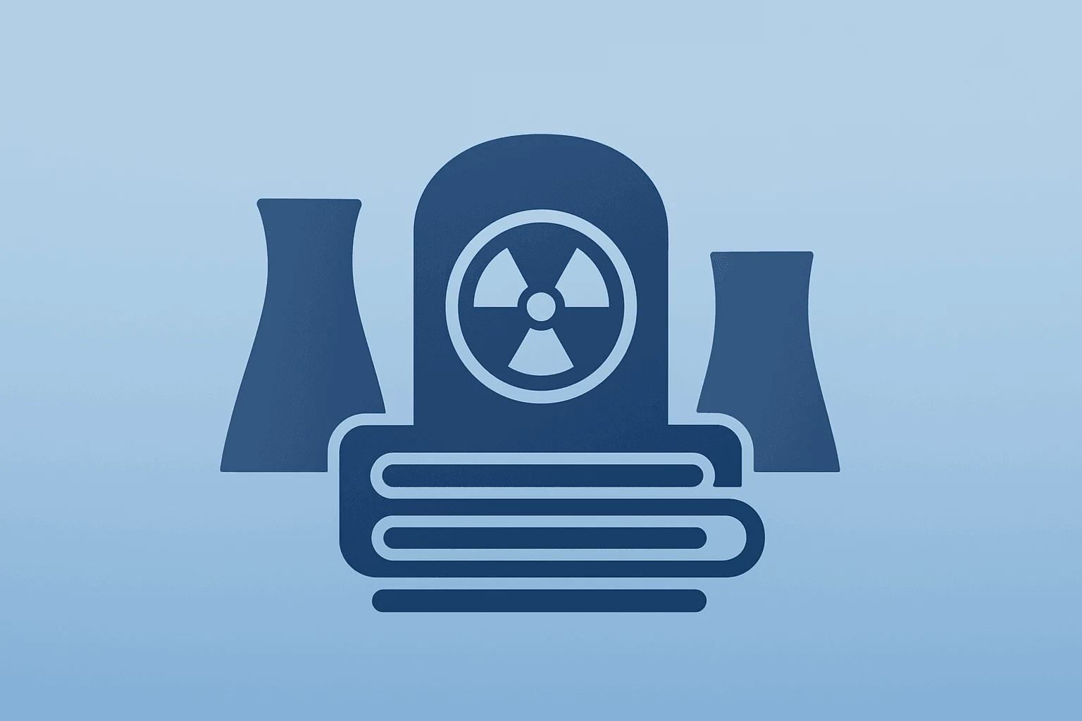 Flat filled vector of a server-turbine hybrid symbolizing the Google Constellation nuclear deal with subtle gradient and shadow lift.