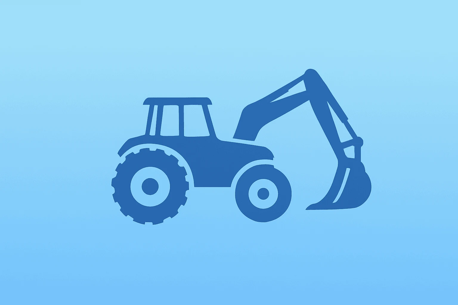 Flat vector of a farm tractor merging with a construction excavator to symbolize Deere Q2 earnings shift.