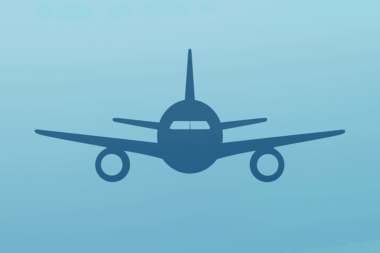 Flat filled vector of an airplane fuselage widening to suggest rising backlog for Boeing Q1 2026 results with subtle shadow