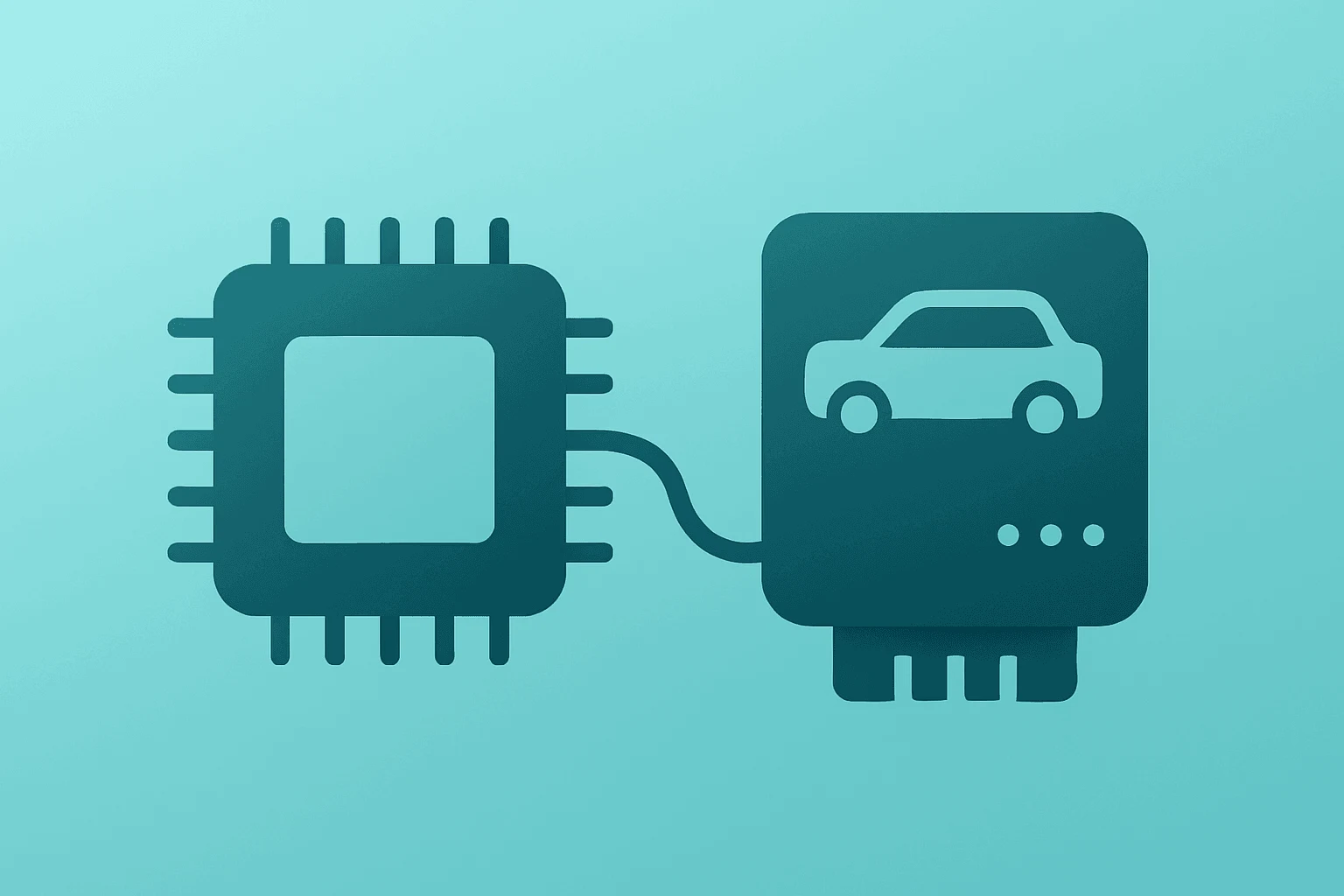 Centered flat vector semiconductor chip combined with a vehicle module to symbolize NXP earnings guidance lift