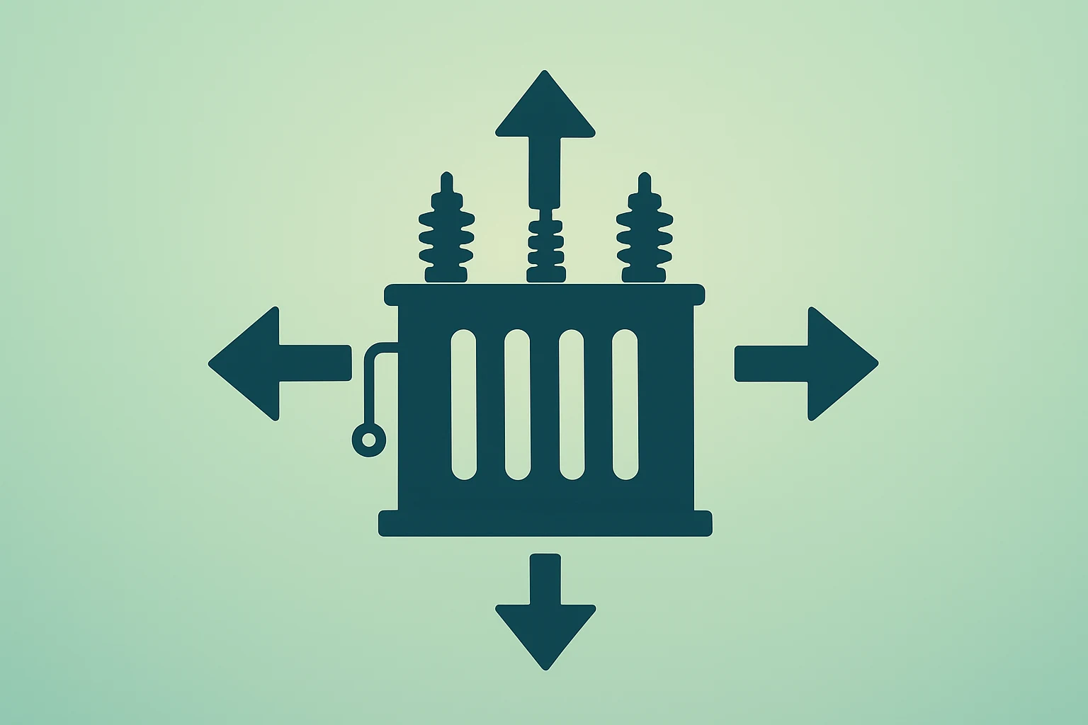 Flat filled vector of a power transformer expanding to symbolize Leidos acquires ENTRUST and energy engineering scale-up.