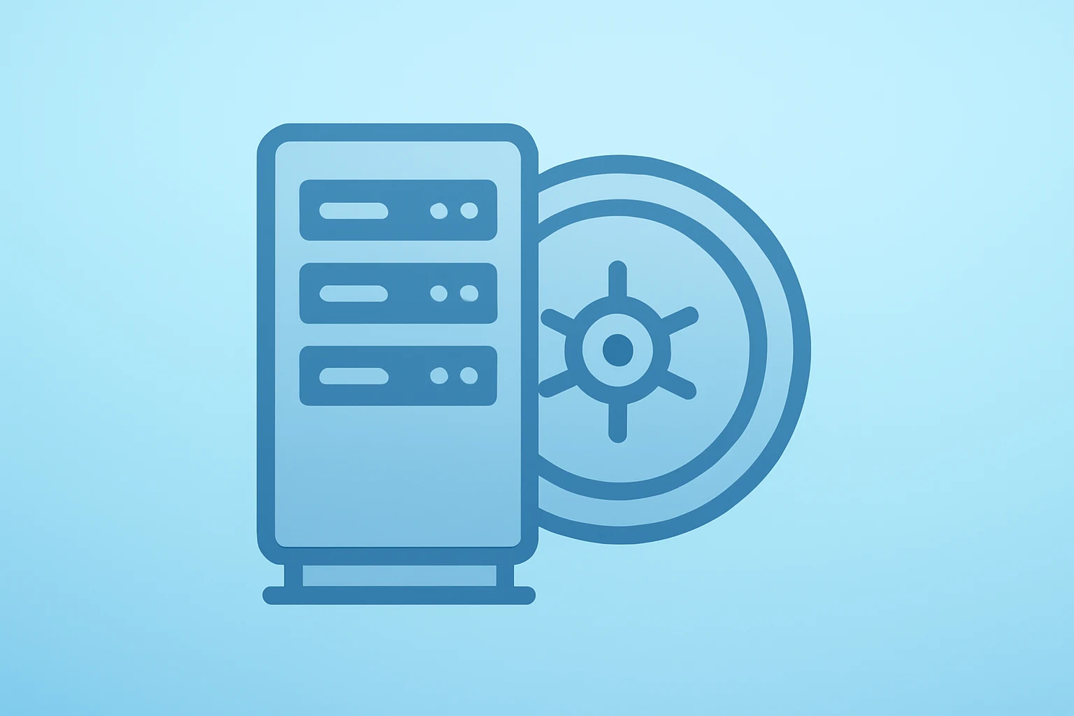 Flat vector of a server merging with a vault to symbolize Amazon OpenAI investment talks and large funding stakes.