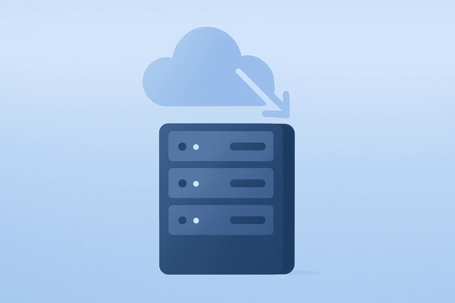 Centered flat vector of a GPU server rack with a dimming shell suggesting Meta cloud business pressure on neocloud providers