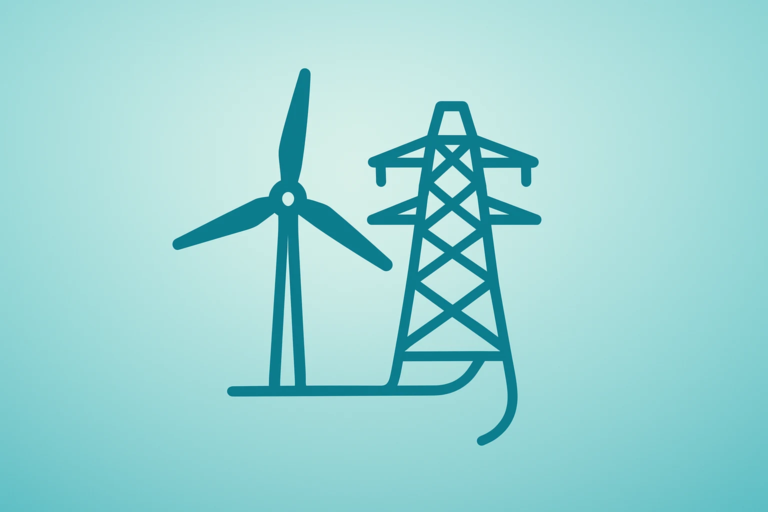 Utility turbine and transmission spool in flat vector to illustrate Portland General Electric PacifiCorp acquisition.