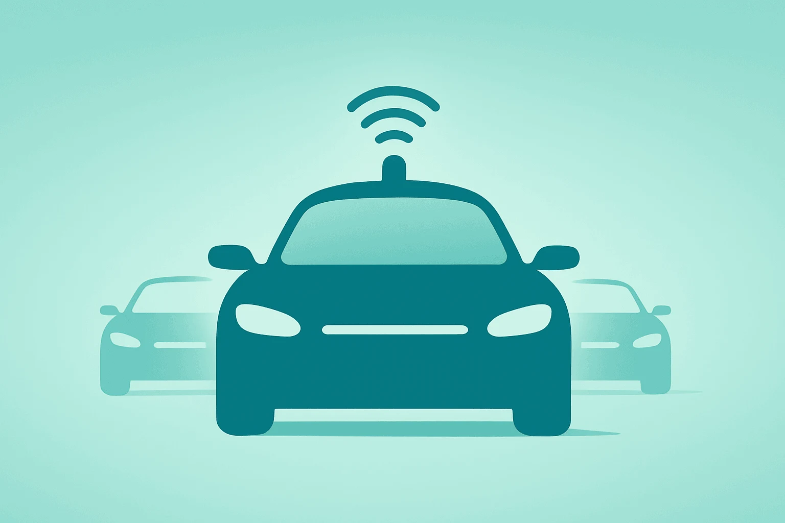 Flat vector of a robotaxi expanding forward to symbolize Pony.ai Q1 2026 results and fleet expansion.