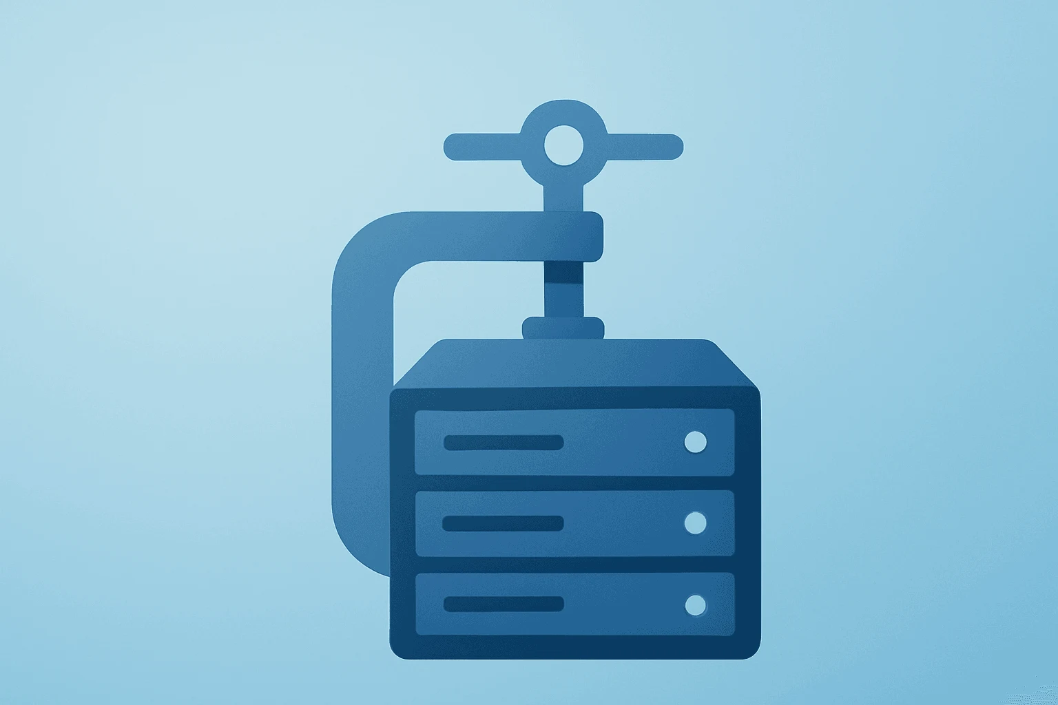 Flat vector of a server tightened by a band, symbolizing Starboard stake in Dynatrace pressing for buybacks.