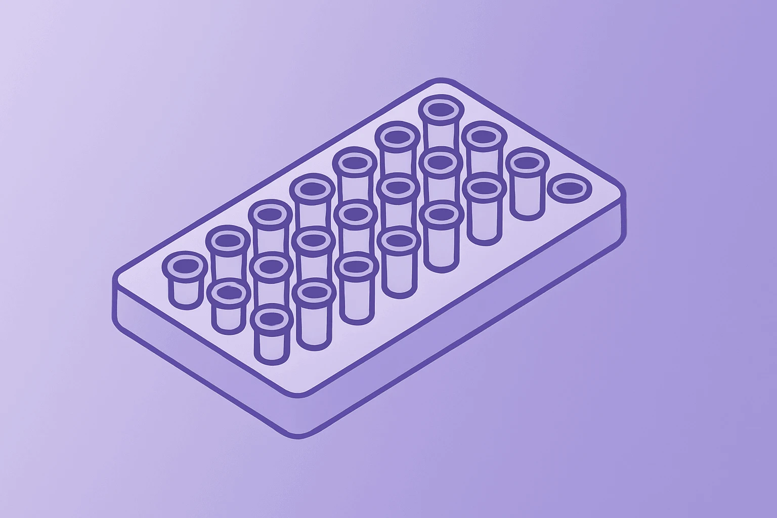 Flat vector lab sample tray with test vials symbolizing Quest Diagnostics earnings strength and guidance lift, subtle shadow.