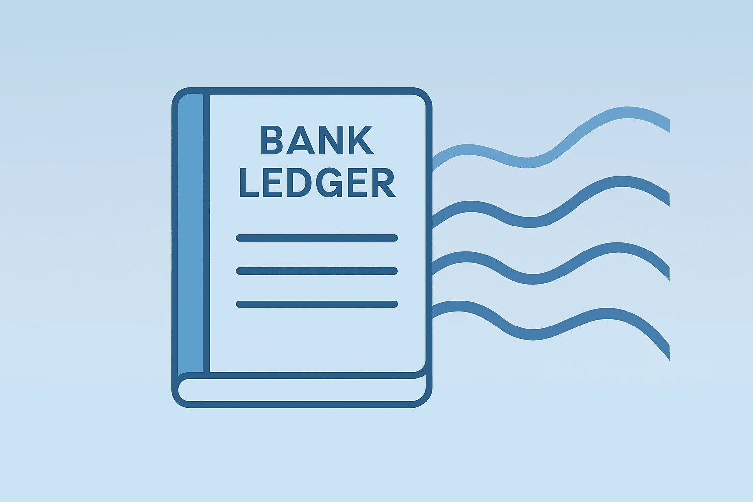 Flat vector bank ledger with streaming market threads representing Bank of America Q2 earnings from trading strength.