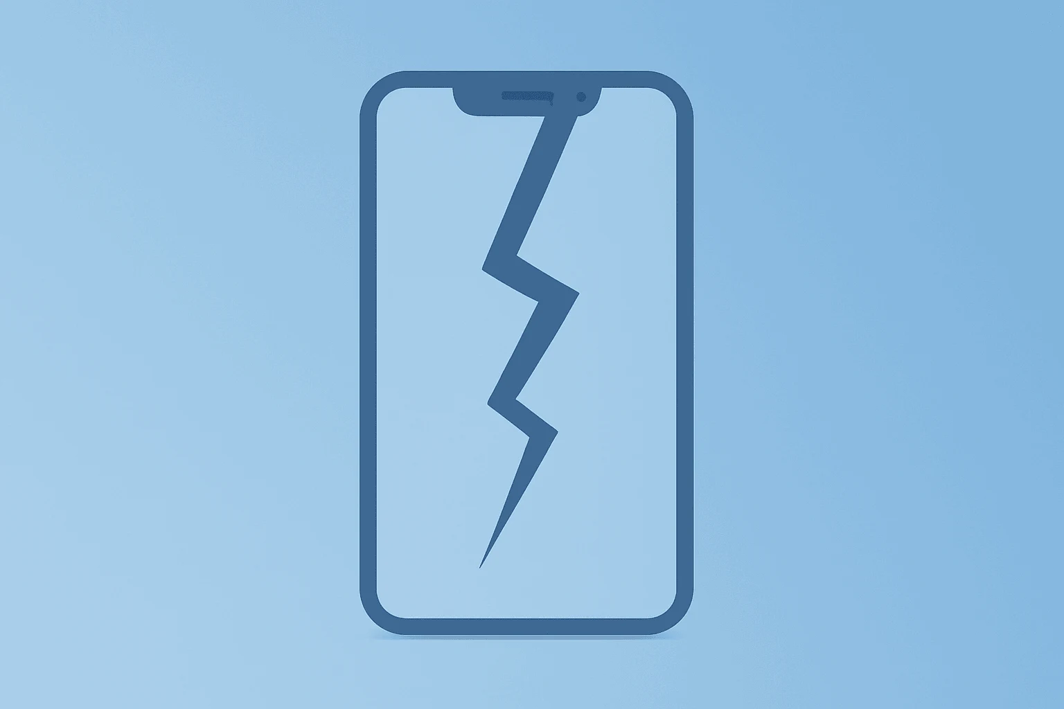 Centered flat vector of a smartphone chassis with a fractured seam symbolizing Apple sues OpenAI over hardware trade secrets.
