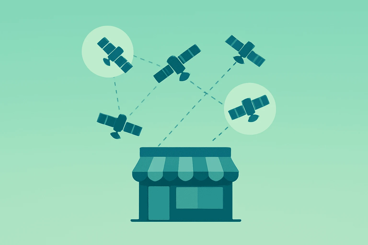 Flat-vector satellite and orbiting share cluster symbolizing SpaceX IPO fixed-price structure and retail allocation debate.