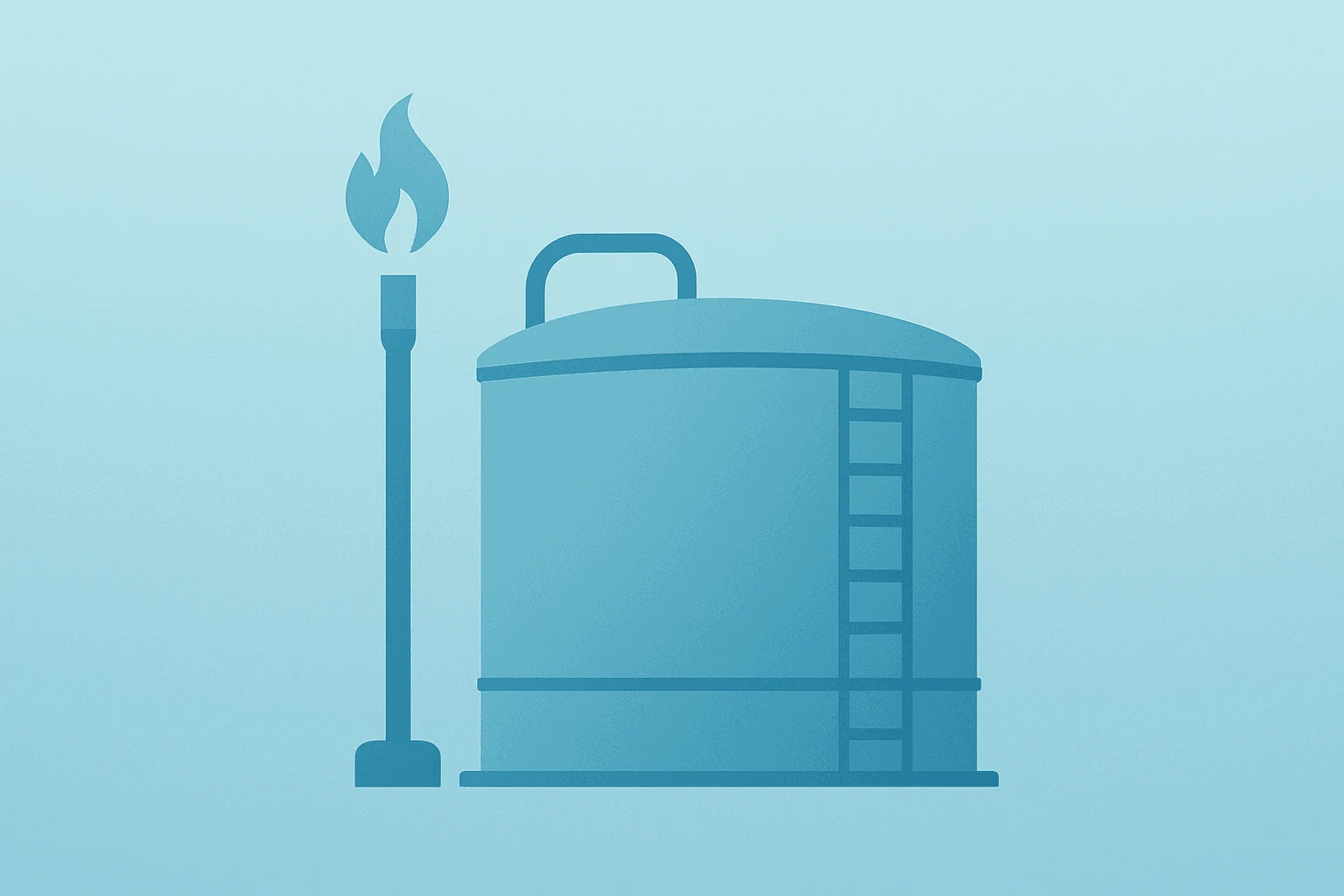 Flat filled vector of a bauxite refinery tank with a dimmed gas flare symbolizing Alcoa Q2 results and Pinjarra disruption.