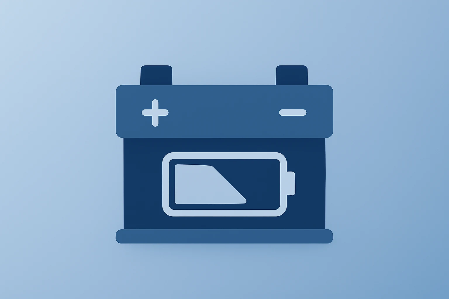Flat vector of a dimming car battery cell symbolizing GM Q4 earnings amid EV write-downs and Ultium idling.