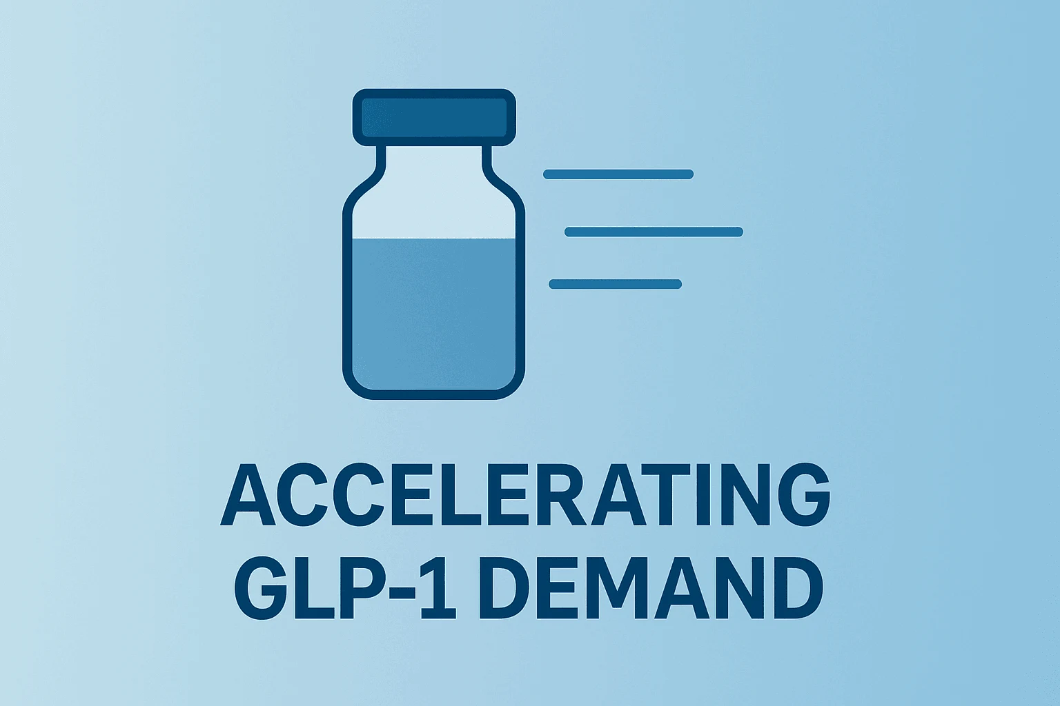 Centered flat vector of a pharmaceutical vial surging to symbolize Eli Lilly earnings driven by GLP-1 sales and guidance