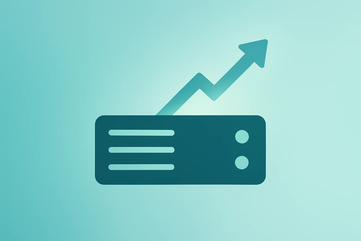 Flat vector of a server node with a rising glow to symbolize Rubrik Q3 earnings profit inflection.