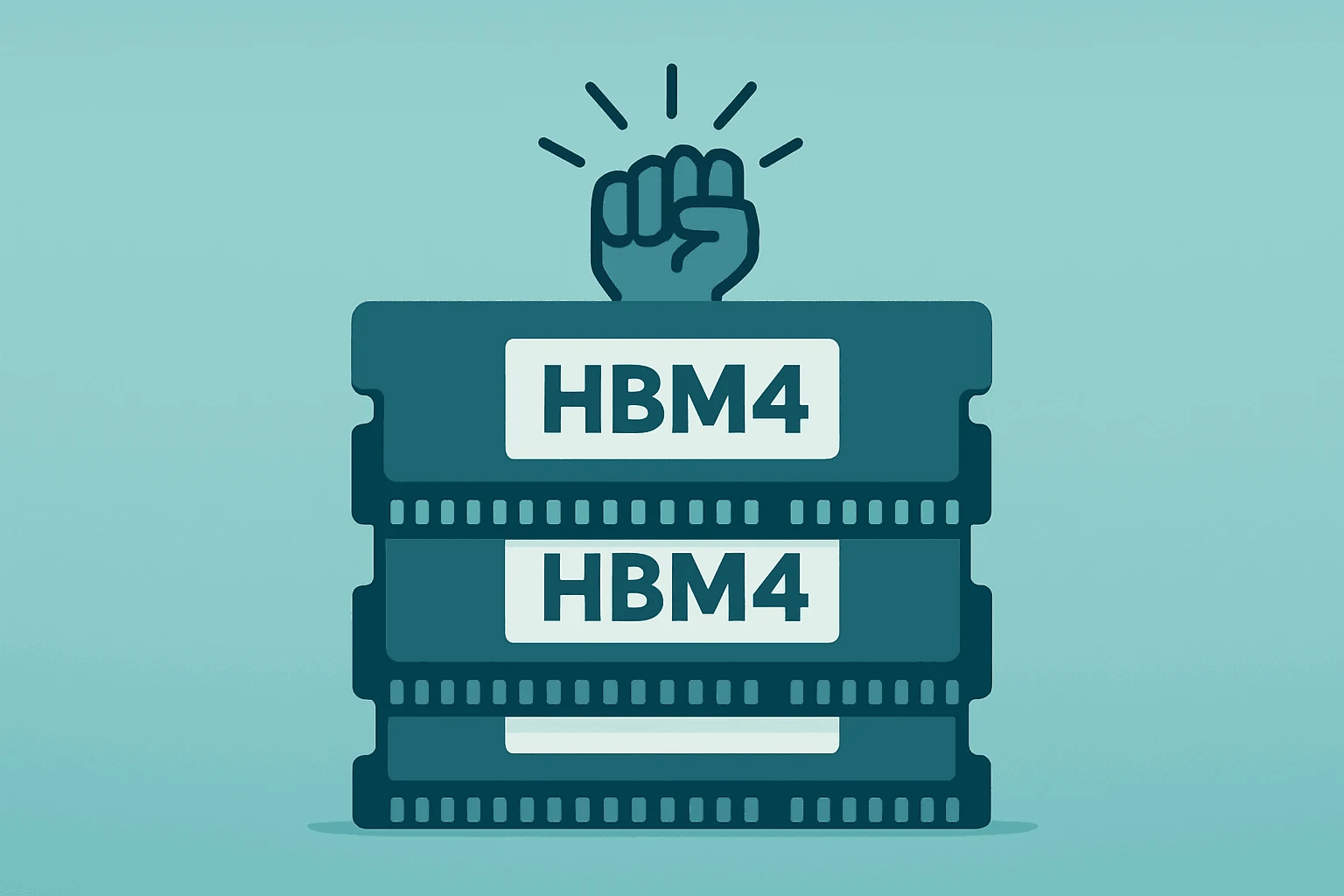 Flat vector of stacked HBM4 memory modules under strain for Micron Q3 earnings binary risk and elevated options volatility.