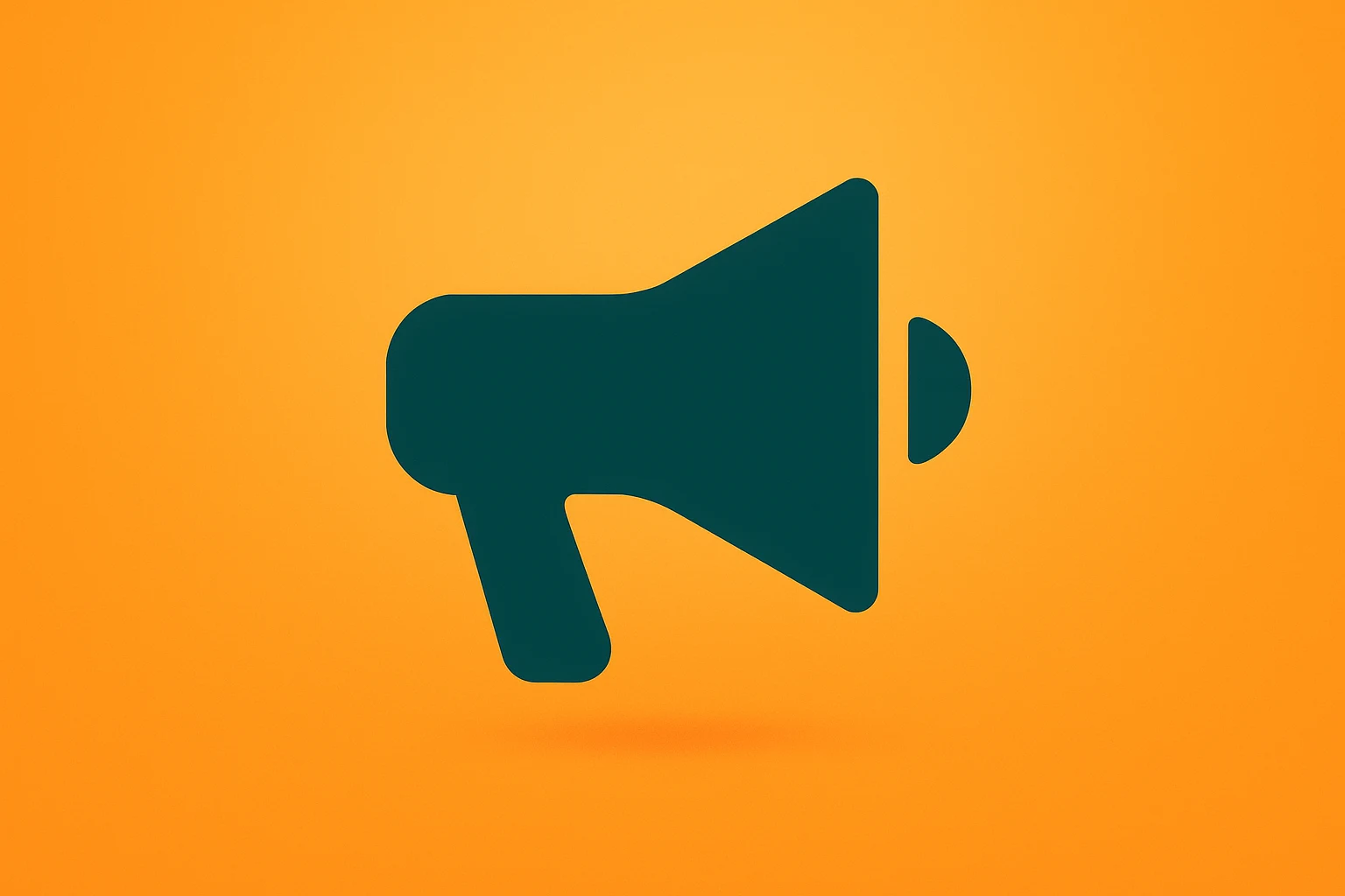 Minimalist megaphone on a solid emerald-ink-pearl background evoking marketing and leadership for Dave Lewis Diageo CEO.