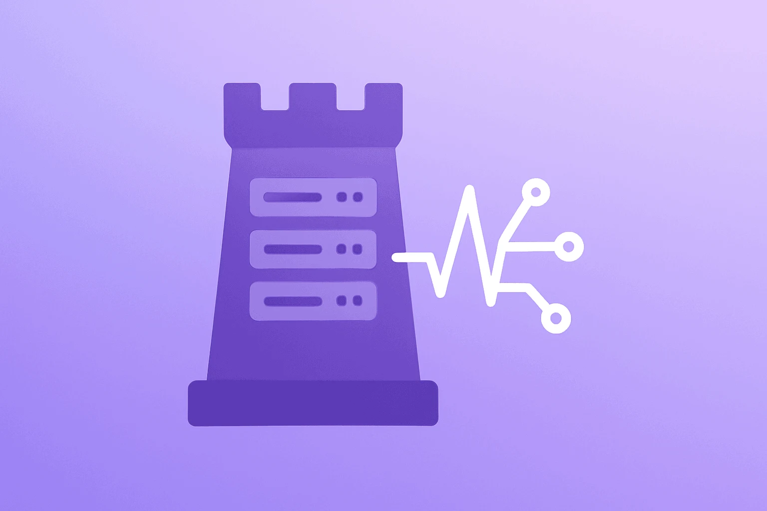 Flat vector of a server vault with an AI pulse illustrating Rubrik earnings record quarter and upgraded guidance.
