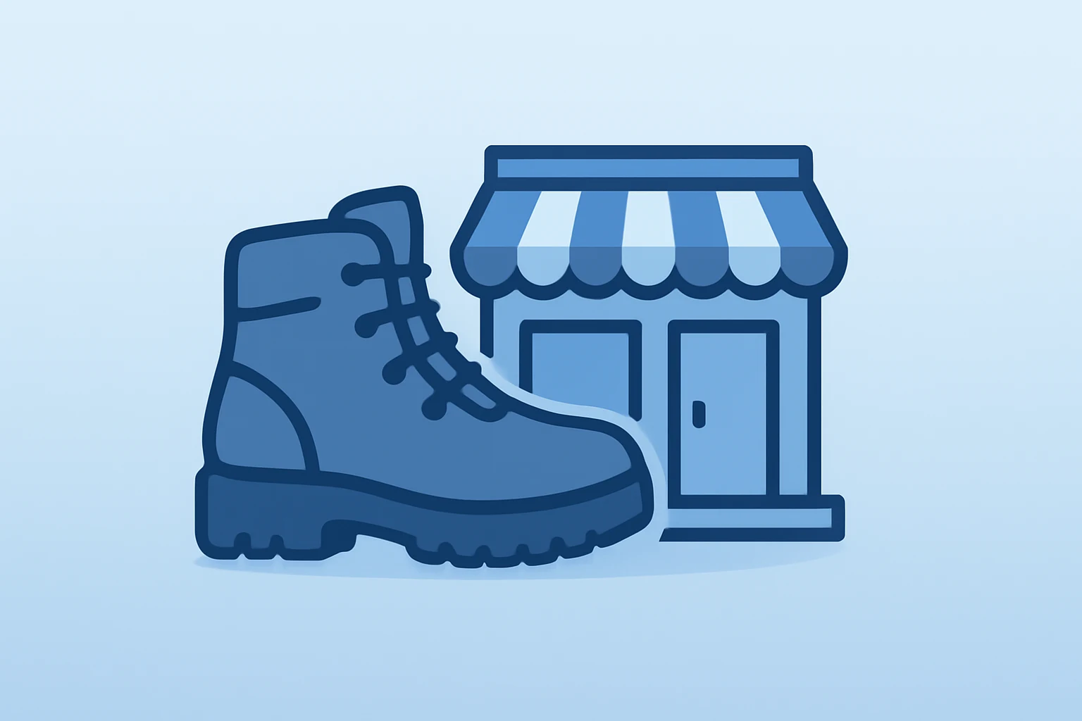 Flat-vector of a technical boot merging with a storefront to represent Amer Sports Q3 2025 earnings and momentum.
