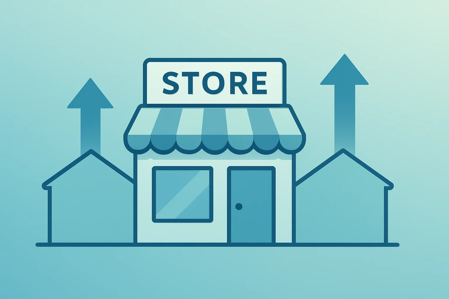 Flat filled vector of a storefront growing to symbolize Target store expansion, capital investment and fulfillment.