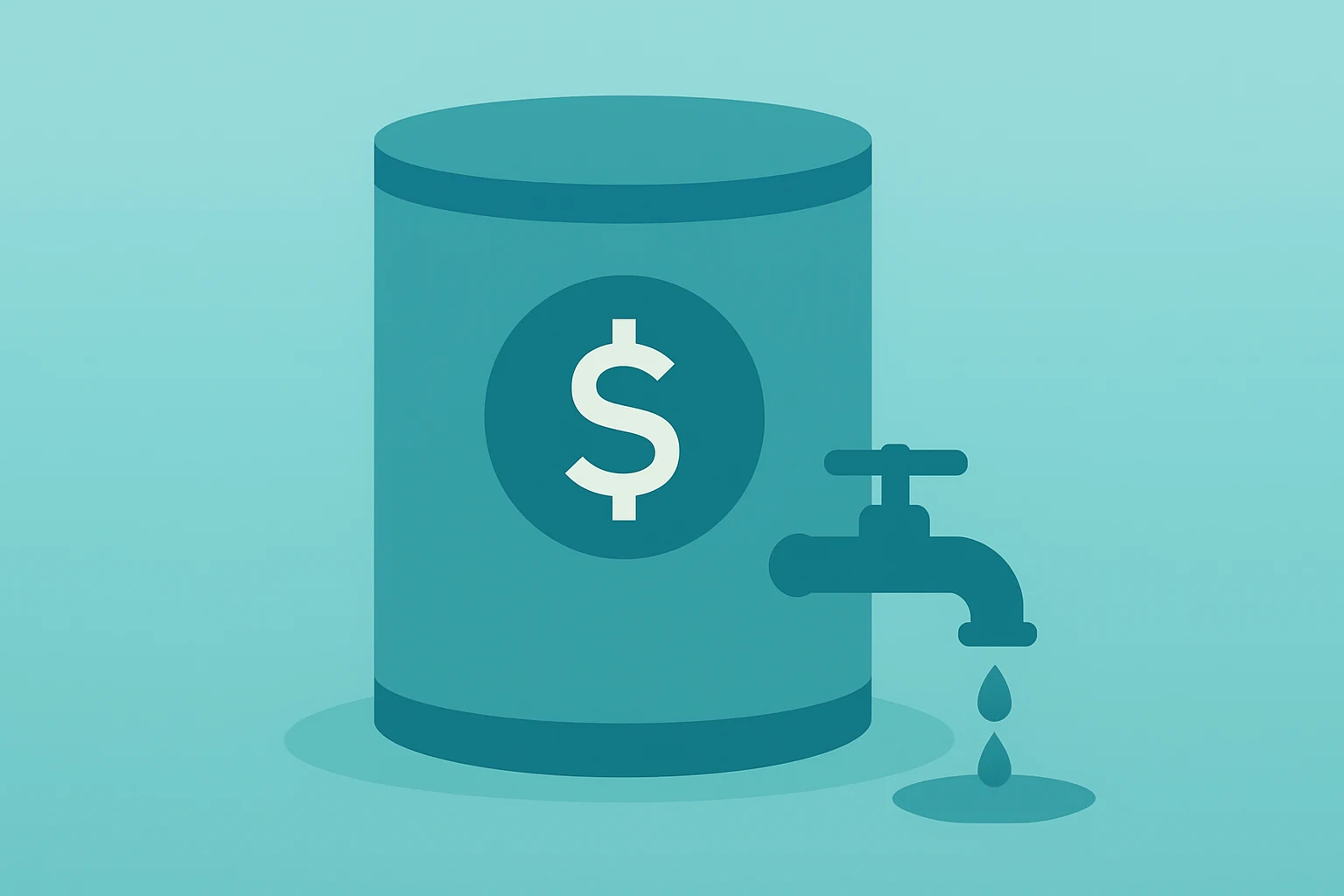 Flat filled vector of a stablecoin reserve tank draining interest flow to represent Stablecoin legislation impact on yields.
