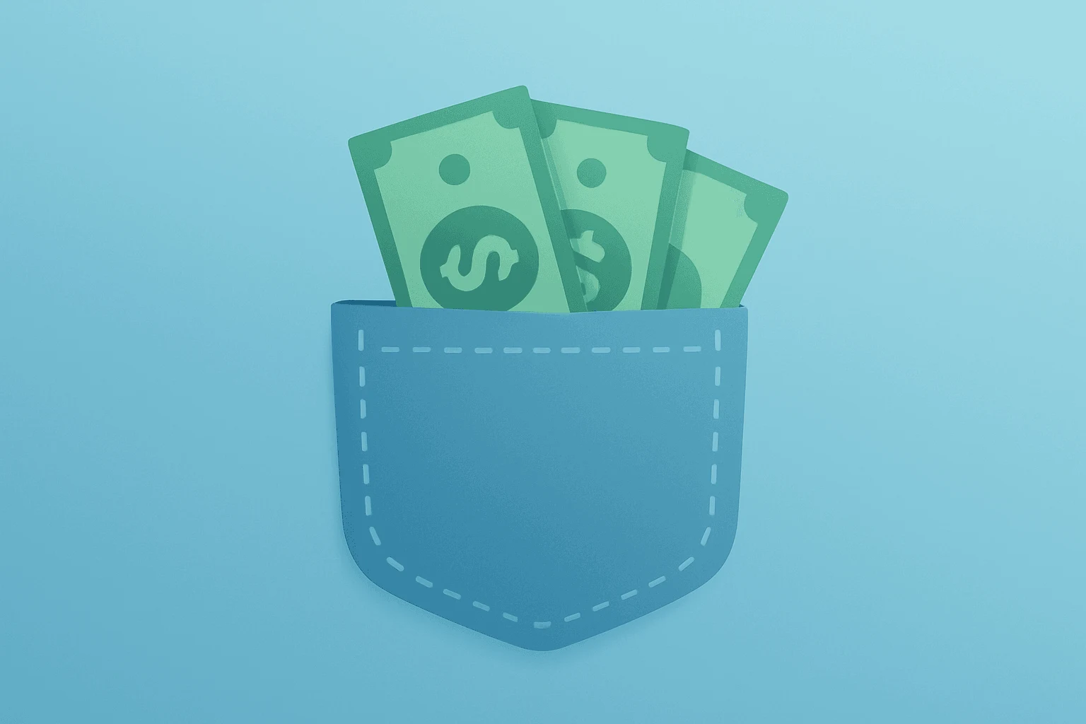 Flat filled vector of a denim pocket expanding to signal cash flow and returns, tied to Levi Strauss Q2 earnings beat.