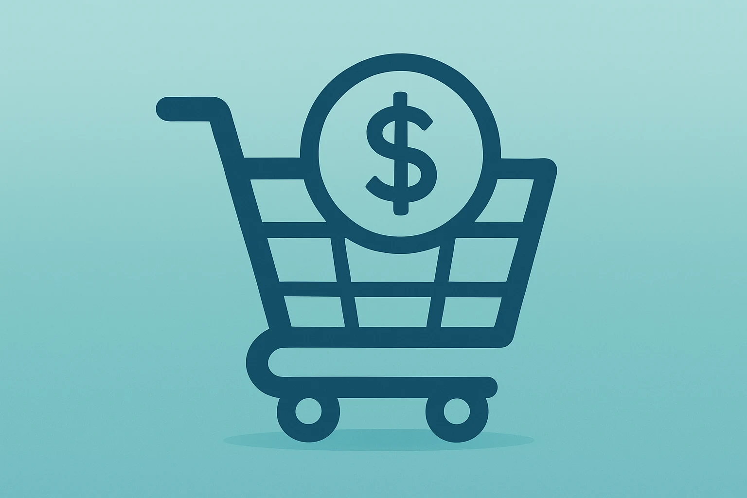 Centered flat vector retail cart bowed under investment weight, symbolizing MercadoLibre Q4 2025 earnings tradeoff.