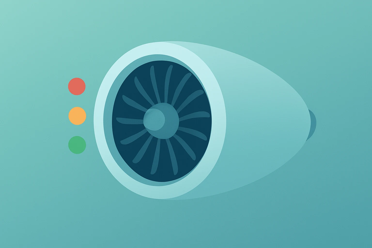 Flat vector of a jet engine with dimming lights symbolizing Delta Air Lines shutdown impact and booking recovery.