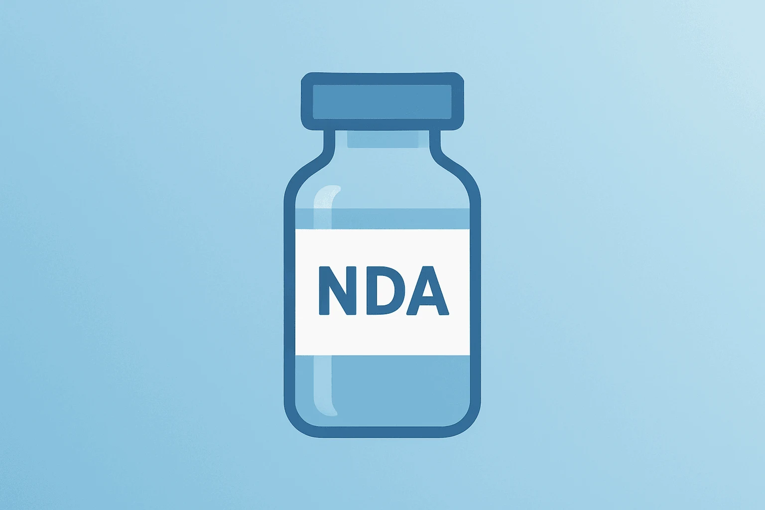 Flat vector cover showing a clinical vial linked to a filing pathway, symbolizing Amylyx Phase 3 Results and NDA push.