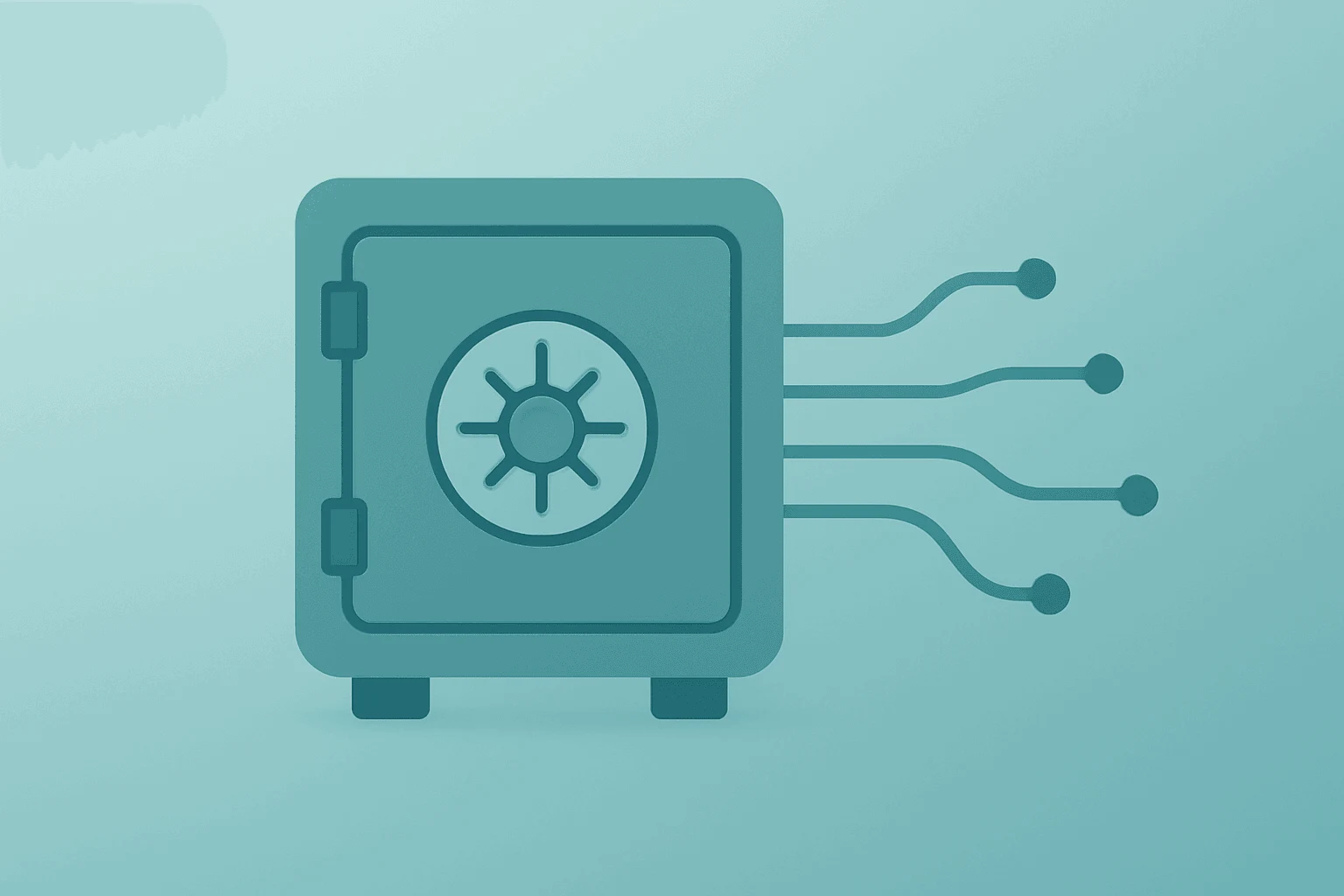 Flat vector of a data vault with unraveling model threads symbolizing Meta stock legal risk over child-data deletion.