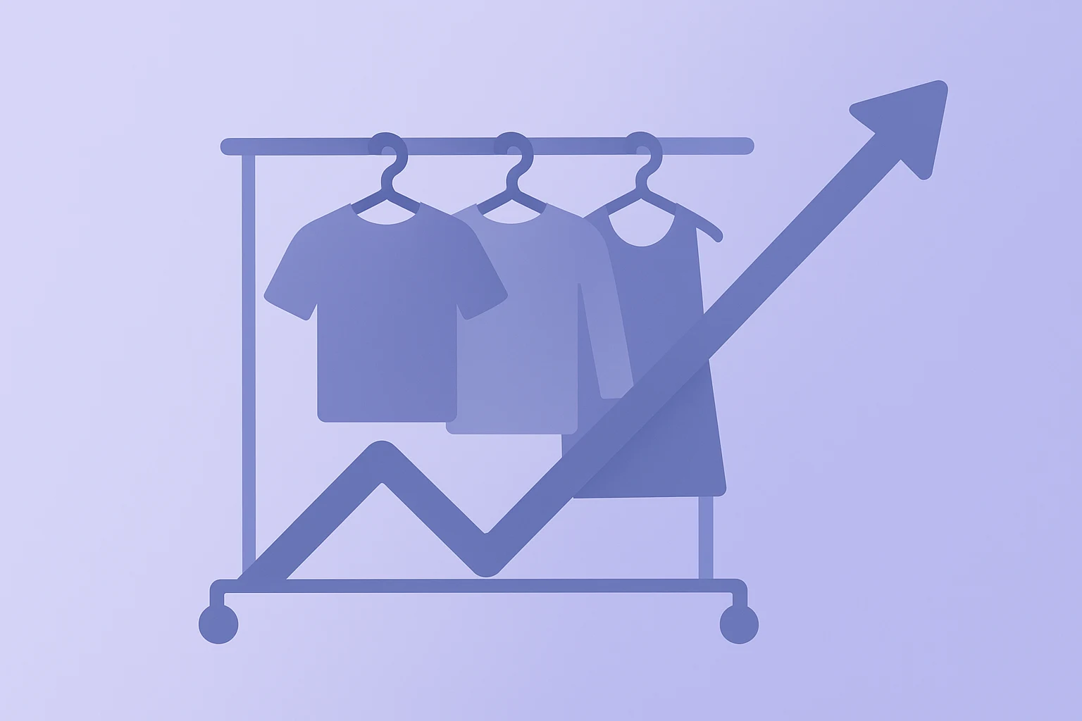 Flat vector retail storefront with expanding apparel stack representing Abercrombie earnings and raised forecast.