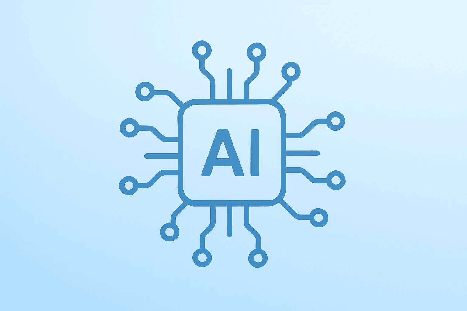 Flat filled vector of a stylized server chip merging with a rack, symbolizing Broadcom AI revenue and multi-year cloud pact.
